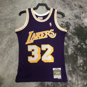 NBA 32 Magic Johnson Lakers 1984-85 M&N Maillot Retro Violet imprimé